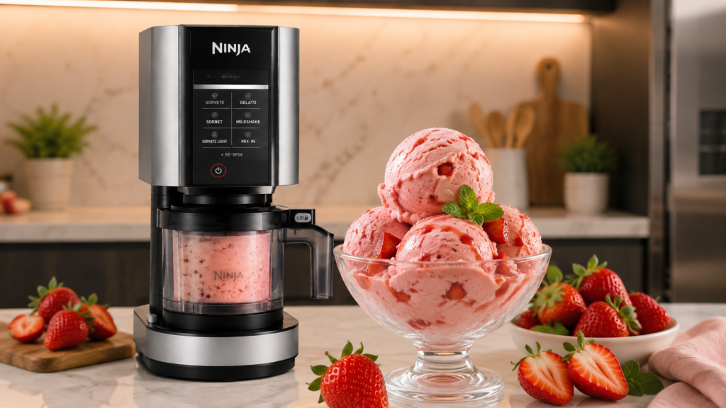 receita de sorvete de morango na ninja creami
