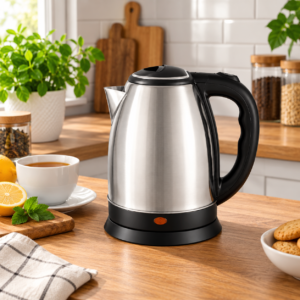 Chaleira Elétrica Inox 1.8 Litros em bancada de cozinha