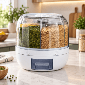 Dispenser de Alimentos e Grãos Giratório com 6 Divisões