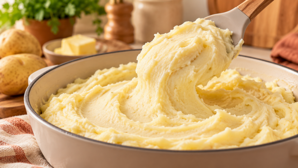 Purê de batata cremoso e firme para escondidinho de carne para vender.