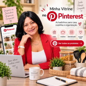 Vitrine de Produtos no Pinterest da Edna Seleciona com achadinhos para casa, cozinha e organização.