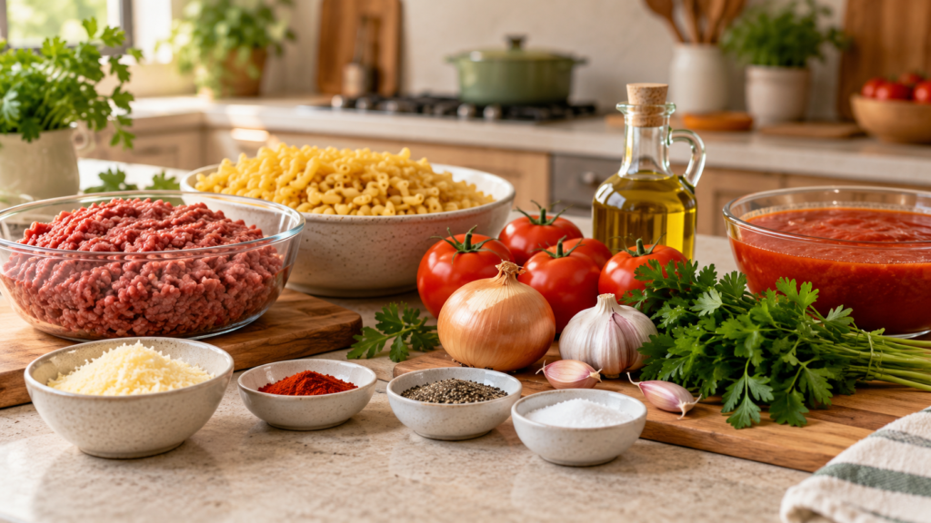Ingredientes para Macarrão à Bolonhesa para Vender